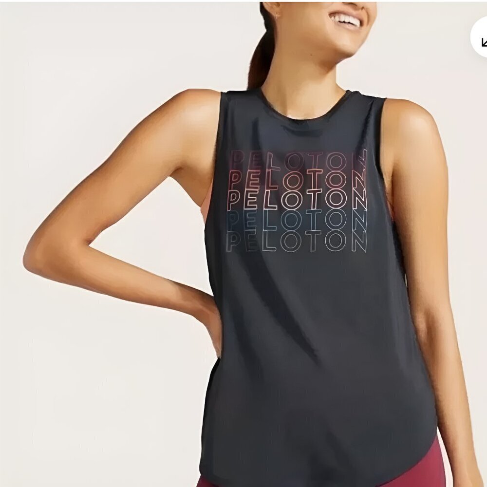 Peloton Racerback Supima Cotton Modal Logo Tank Athleisure Activewear S Black - Picture 5 of 10